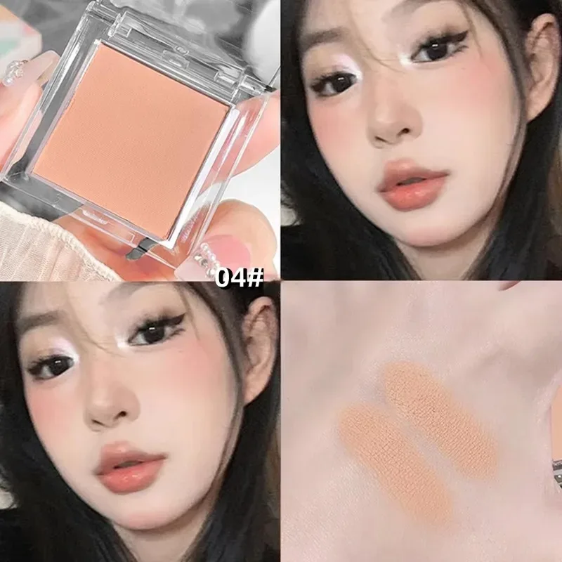 Paleta de iluminador facial branco puro fosco, monocromático, sombra de jade perolada, iluminador natural, maquiagem de contorno