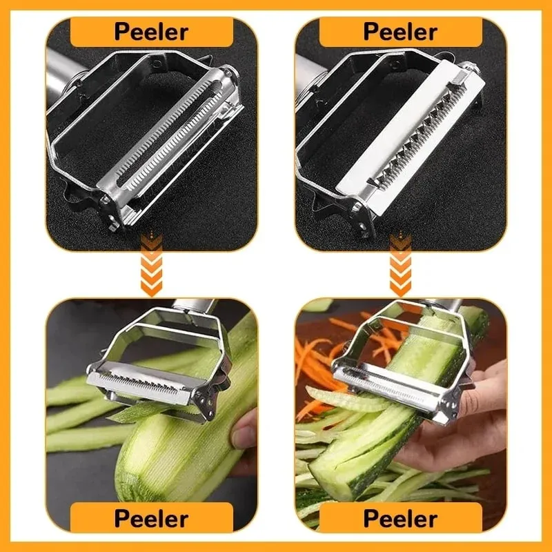 Descascador de vegetais de cozinha, plaina de melão, aço inoxidável, descascador de cabeça dupla, multifuncional doméstico, descascador de frutas e vegetais