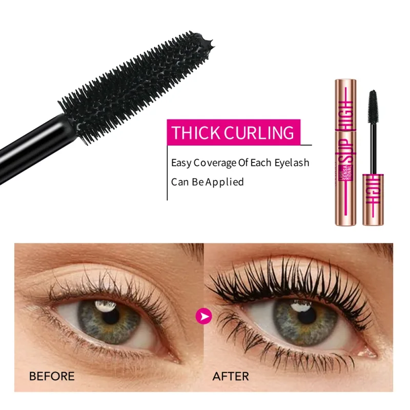 Rímel fino e grosso, durável, à prova d'água, maquiagem natural para os olhos, cílios ondulados