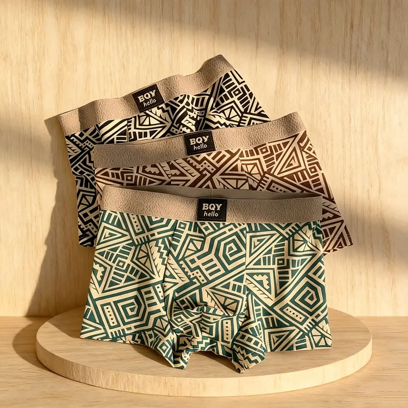 Men's Breathable Comfortable Underwear American Style Personalized Boxer Shorts Printed Trendy Ethnic Retro Square Underpant