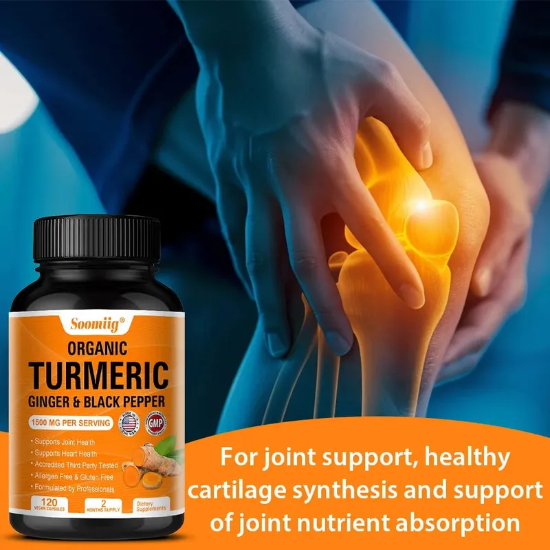Turmeric Curcumin with Black Pepper Extract 1500mg Joint & Immune Health Support - High Absorption Turmeric Supplement NON-GMO