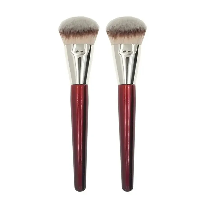 1pc angular base líquida fundação pincéis de maquiagem contorno corretivo compõem escovas cabo de madeira vermelha ferramentas cosméticas 101