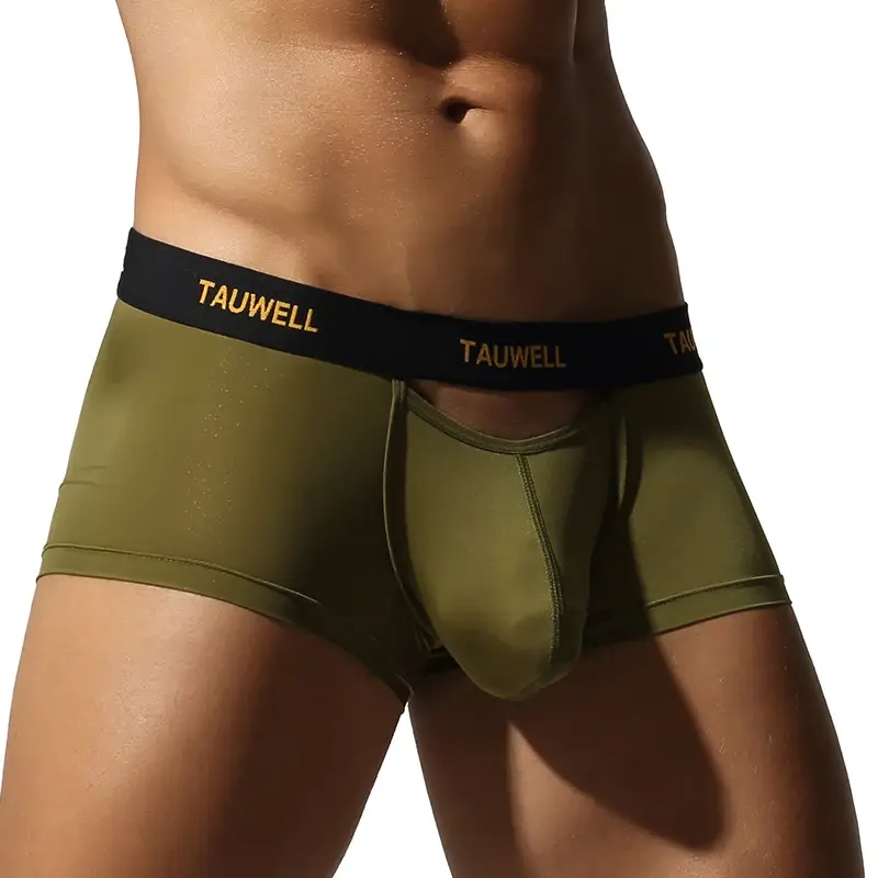Roupa interior masculina confortável legal fina sexy semi-transparente calças de ângulo plano com cuecas em forma de u