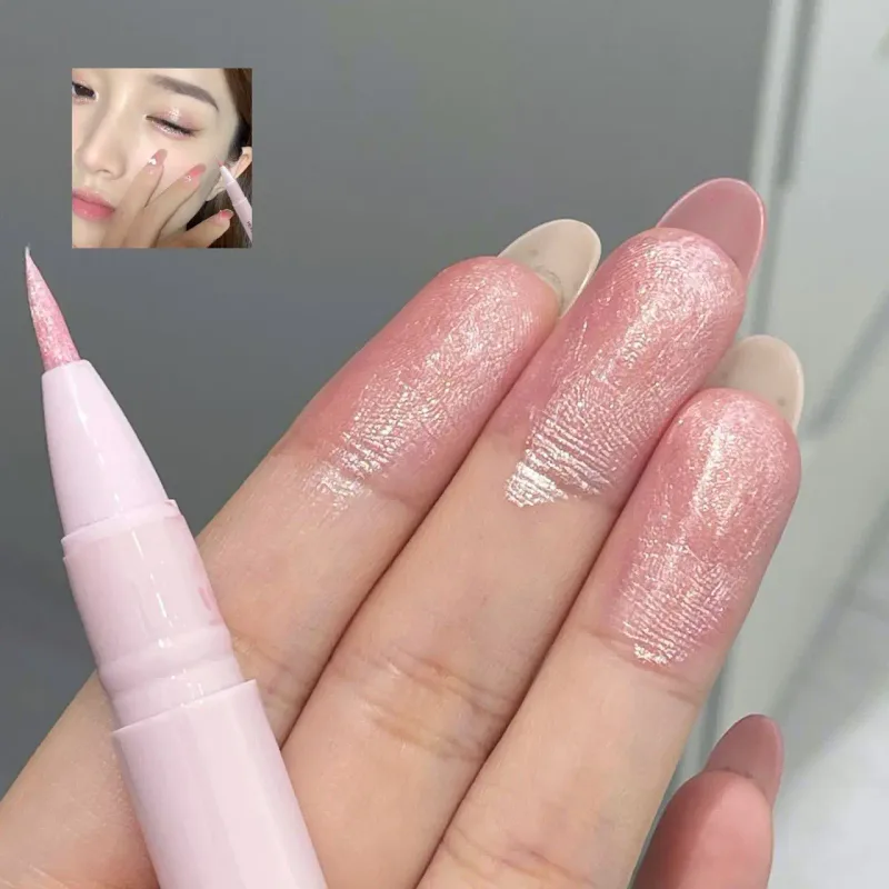 桃粉色臥蠶眼部螢光筆液體珠光閃粉保濕眼影提亮眼線韓國彩妝