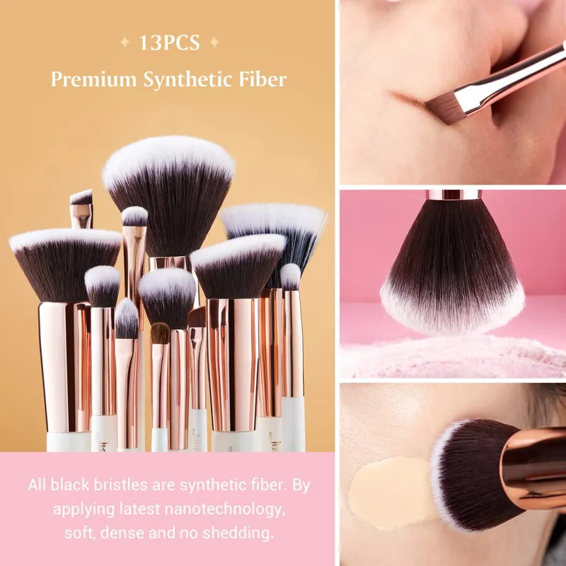 Jessup Professional Makeup Brushes Set 6-25pcs Makeup Brush Natural Synthetic Foundation Powder Highlighter Pearl White T215
