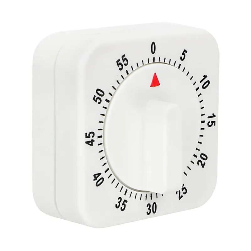 Practical 60 Minutes Kitchen Timer Cooking Tools White Square Mechanical Timer Countdown Alarm Reminder