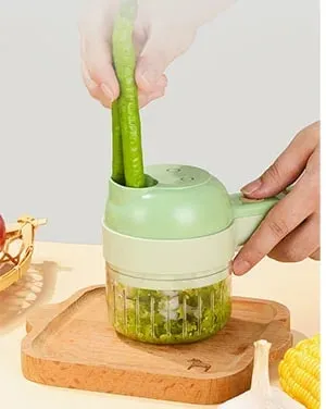 4 In 1 Vegetable Cutter Multifunctional Handheld Electric Wireless Chop Garlic Mash Minced Slice Onion Cutting Cooking Gadget