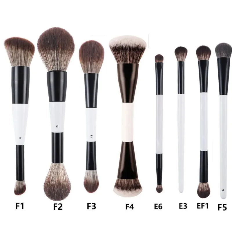 2 pçs/set Branco Dupla extremidade Angular Pincéis de Maquiagem Fundação Blush Contorno Maquiagem Pincel Punho De Madeira Ferramenta Cosmética Mari F4