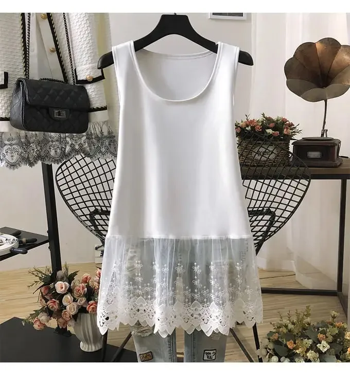 Rua casual rendas retalhos tanques verão nova sem mangas cor sólida solta juventude branco t camisa topos moda tendência roupas femininas