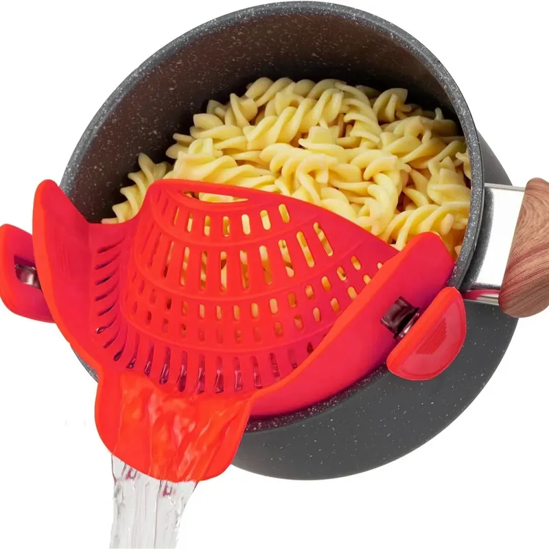 Filtro de silicone resistente ao calor para panelas/frigideiras-coador de drenagem dobrável para massas vegetais frutas-ferramenta de cozinha