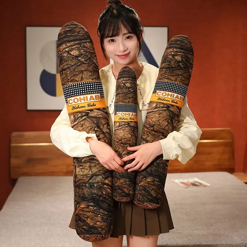 35 ~ 110cm marrom longo charuto cigarro travesseiro de pelúcia recheado dormir perna apoio companheiro presente de aniversário masculino