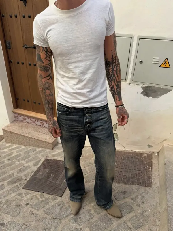 Jeans Button-Fly Cat-Whisker Plissado Indigo Selvedge Bootcut — image 5