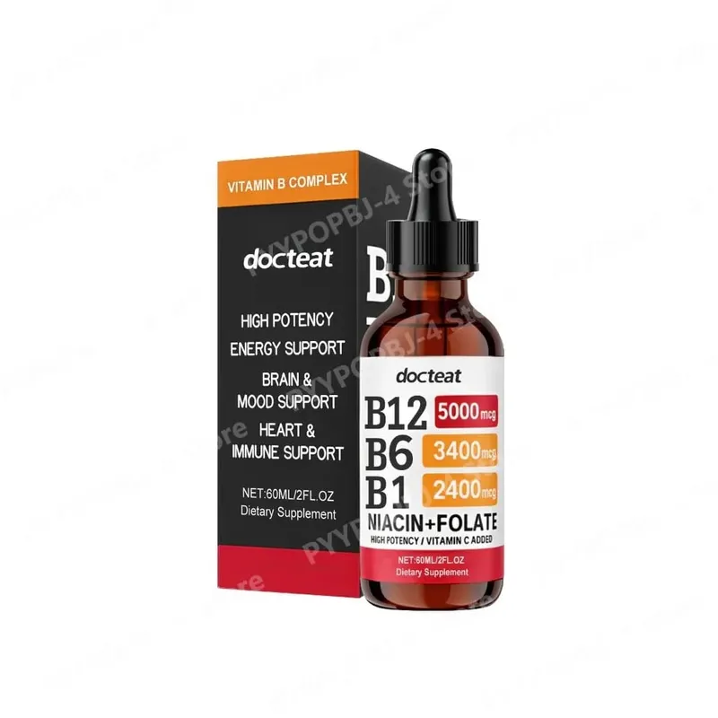 Docteat B 複合滴劑 60 毫升高效 B12 5000 微克甲鈷胺能量腦情緒心臟免疫支持非基因改造素食