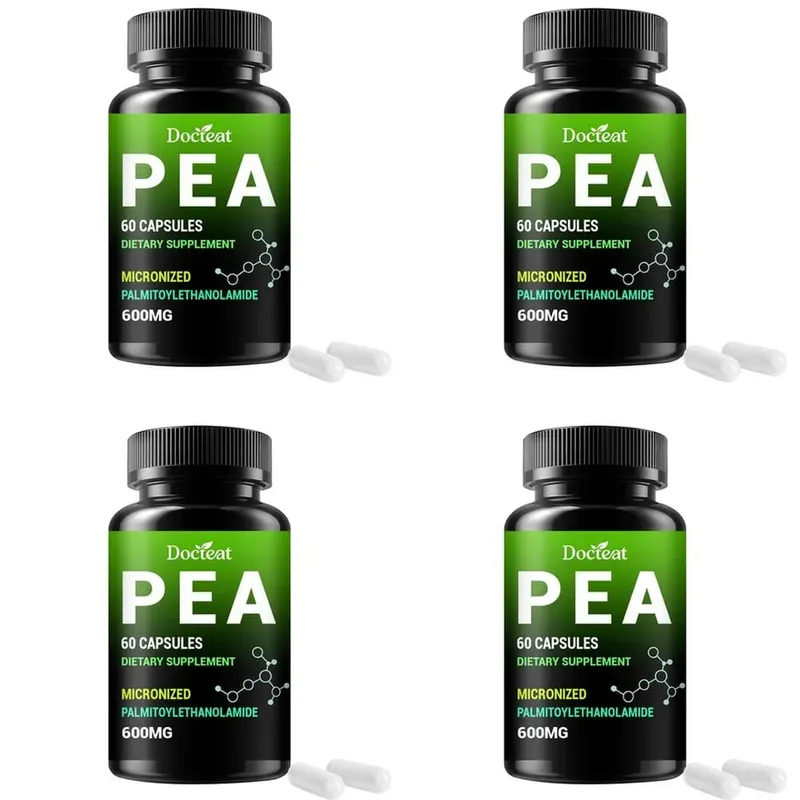 Docteat PEA 600mg Cápsulas Palmitoiletanolamida Micronizada Suporta Equilíbrio Composto Manutenção Conforto e Facilidade 60 Cápsulas