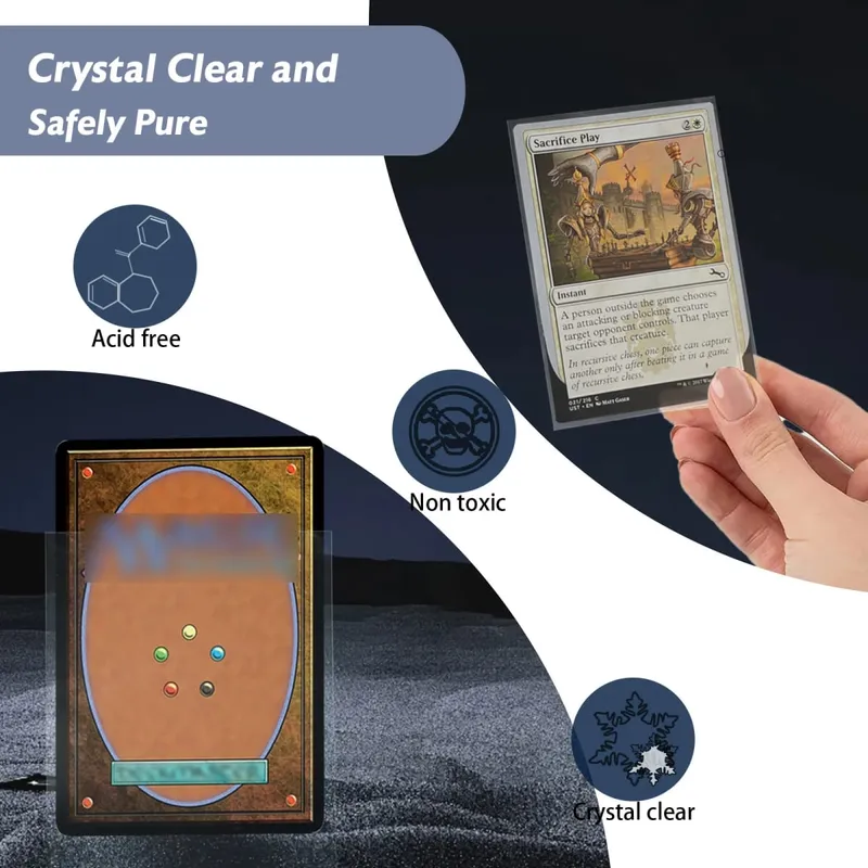 200PCS Transparent Standard Size Inner Card Sleeves Perfect for Double-sleeving 64X89MM TCG Card Sleeves Card Protector for MTG