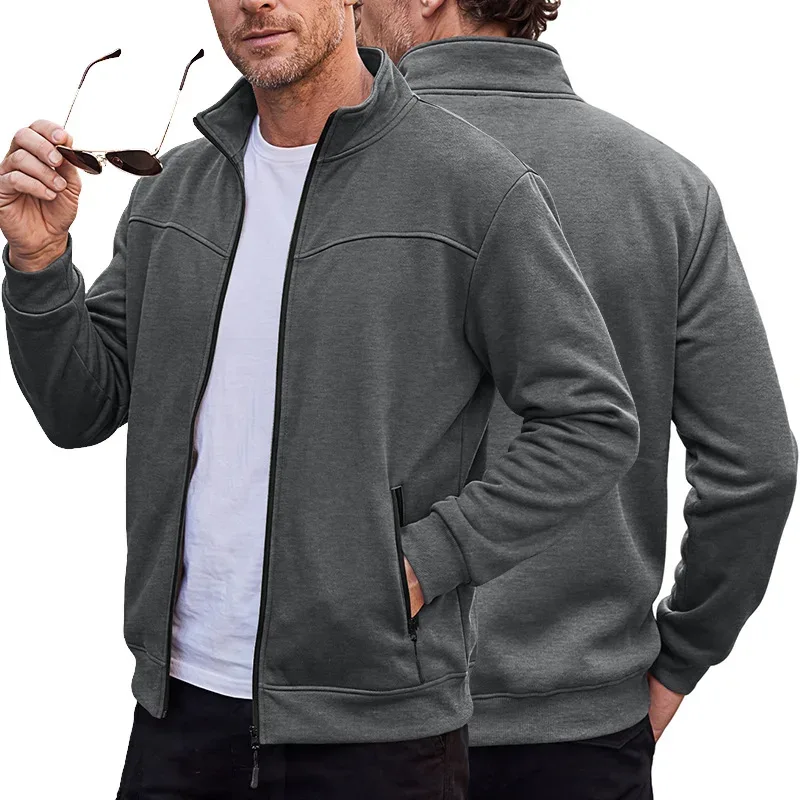 Four Seasons men's full-zip soft-shell jacket with stand-up collar, side pockets, long sleeves and relaxed casual style