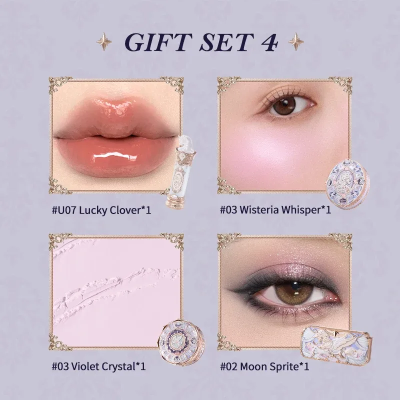 [NOVO] Conjunto de presente da coleção Flower Knows Knight Unicorn inclui paleta de maquiagem + batom + blush + pó solto