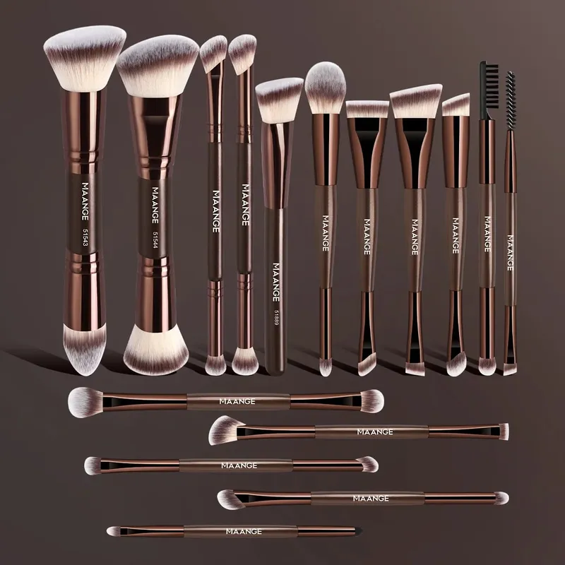 16 pçs conjunto de pincéis de rosto fundação blush corretivo sombra de olho pincéis multi-purpose conjunto de escova kabuki escova festival presente