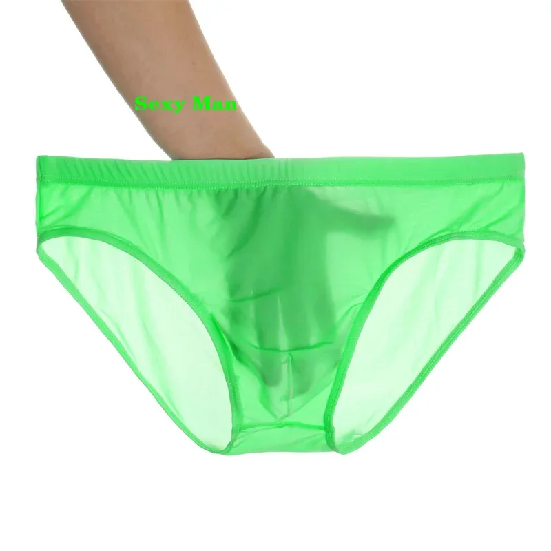 2PCS Ultra Thin Ice Silk Briefs Men Plus Size M-4XL Solid Color Youth Translucent Low Waist Breathable Sexy Male Panties
