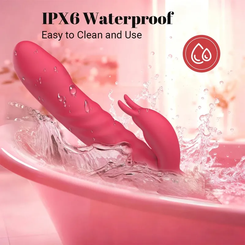 Vibrador coelho poderoso para mulheres, vibrador telescópico, ponto g, estimulador clitoriano de silicone, masturbador feminino, brinquedos sexuais — image 5