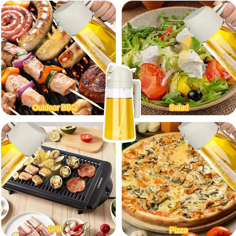 1-4pc 2-em-1 pulverizador pourer óleo garrafa vazia recipiente de óleo de plástico dispensador vaporizador cozinha churrasco acampamento utensílios de cozinha