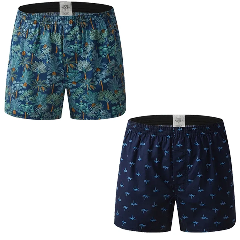 Men's Cotton Boxer Shorts, Printed Pattern Men's Underwear, College Style Shorts, Summer Breathable And Comfortable Loungewear
