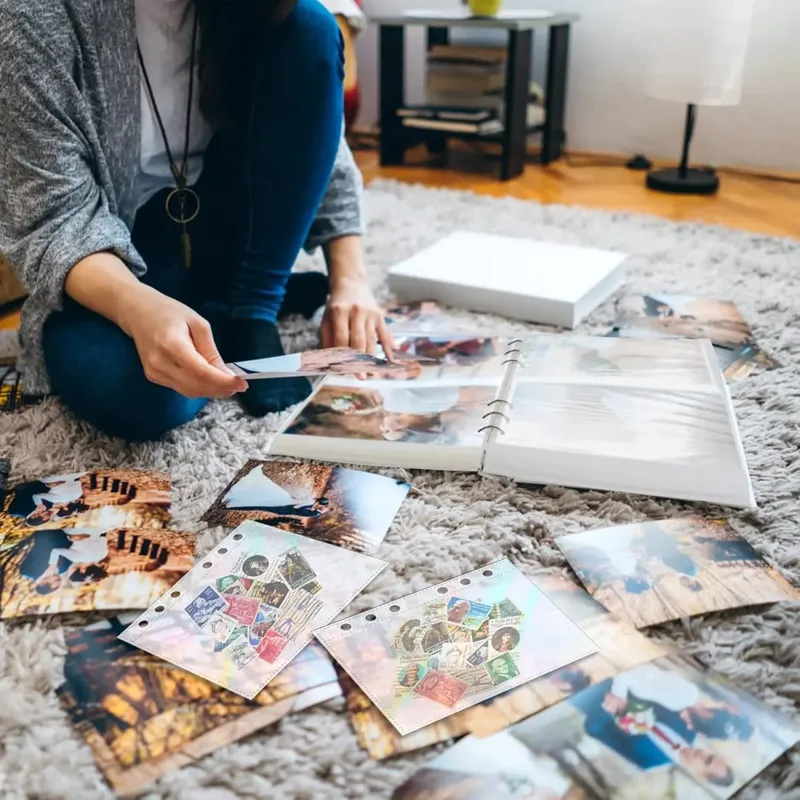 10 folhas a5 6 anel binder cartão mangas photocard titular páginas cartão de negociação inserções de armazenamento cartão álbum recargas foto organizador — image 3