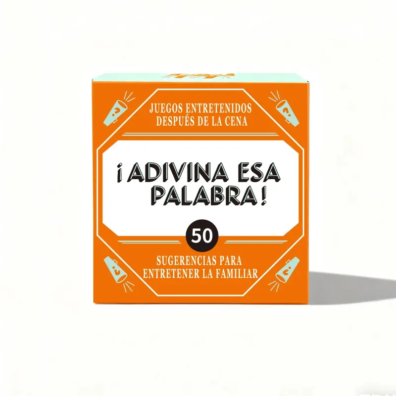 Jogo de tabuleiro de adivinhação de palavras em espanhol - 50 cartas de vocabulário Jogo de festa para aprendizagem de idiomas para adultos e adolescentes Gif de Natal e Ano Novo