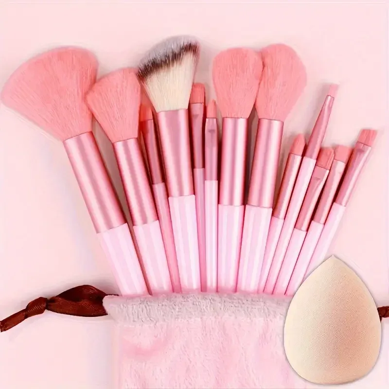 Conjunto de pincéis de maquiagem profissional, 13 peças, base, sombra, blush, pó, mistura macia, fofo, cosméticos, conjunto completo de ferramentas de maquiagem feminina