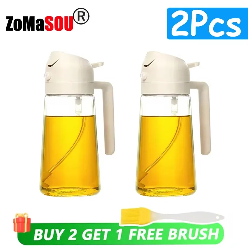 1-4pc 2-em-1 pulverizador pourer óleo garrafa vazia recipiente de óleo de plástico dispensador vaporizador cozinha churrasco acampamento utensílios de cozinha