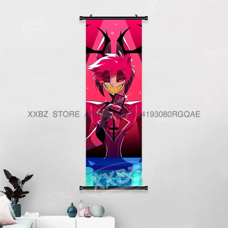 Simple Black Comedy Hazbin Hotel Home Decoration Hanging Painting Cartoon Wall Artwork Scrolls Picture Room Canvas Print Posters