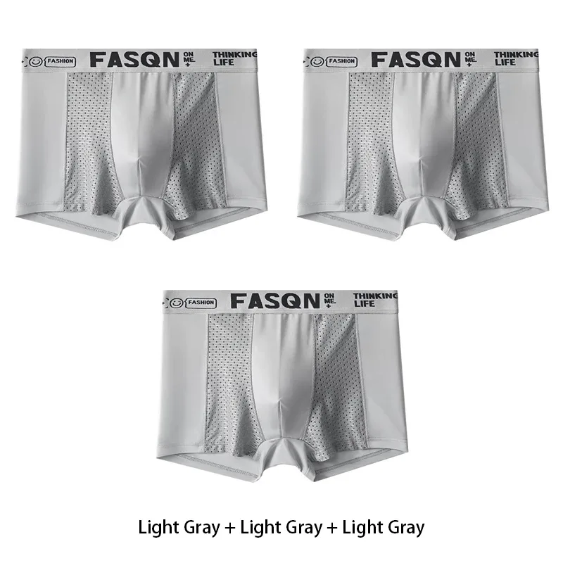 3PCS Luxury Underwear Men Underpants Thin Boxer Large Size Breathable Men's Panties Quick Drying Ice Silk Shorts Plus Underwears