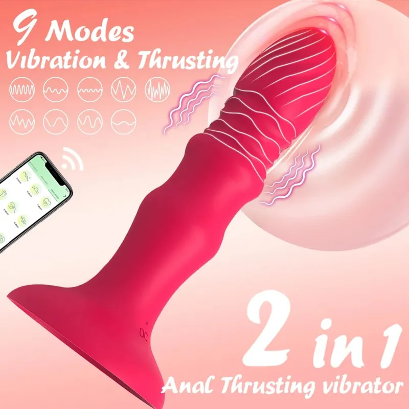Rolha anal unissex massageadores de vibração app controle remoto vibração telescópica nádegas rolhas com ventosas brinquedos adultos