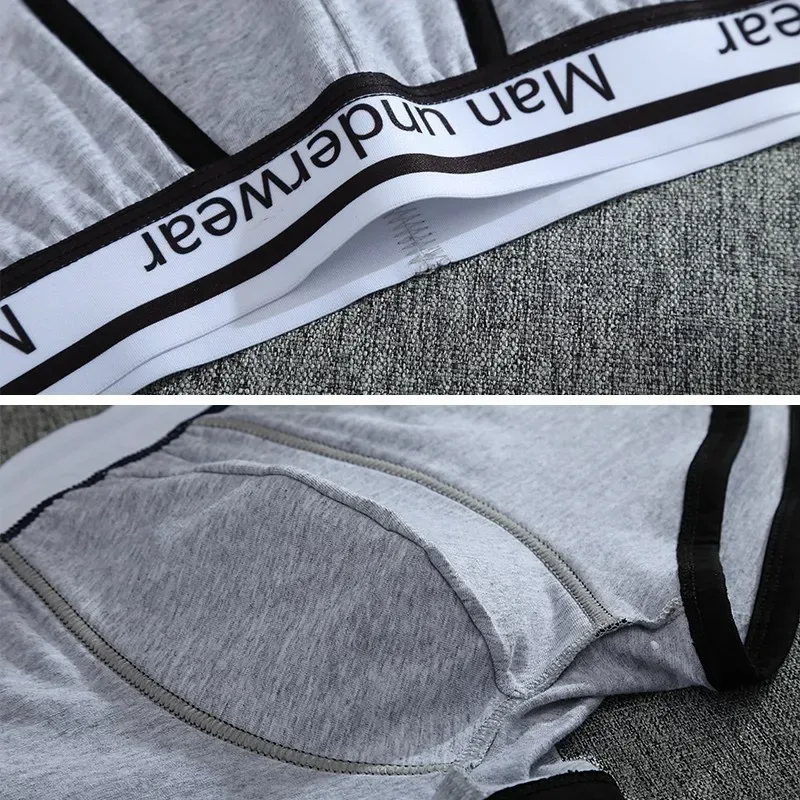 1/4 pçs roupa interior masculina boxers calcinha de algodão respirável sólido boxershorts masculino meados de cintura cuecas tendência homem shorts homme
