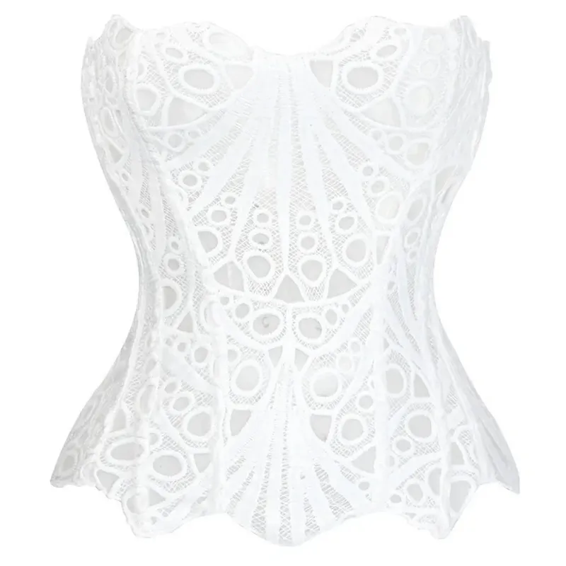 Bustier volta gravata oco para fora espartilho superior bainha irregular espinha de peixe renda espartilho malha emenda roupa interior feminina clubwear