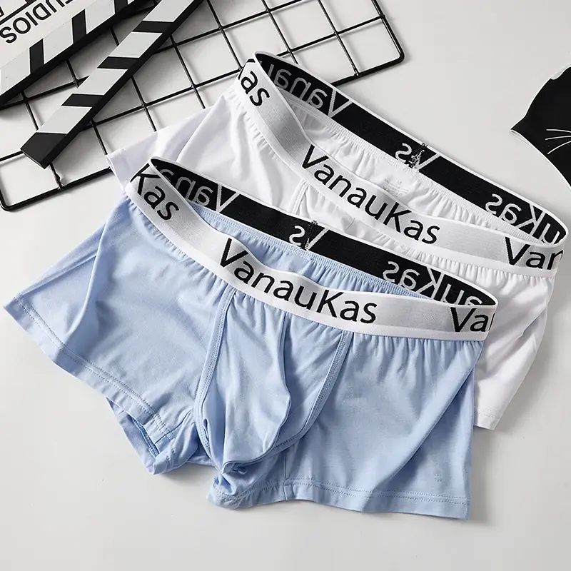 Shorts boxer modais masculinos com bolsa de suporte 3D e design conveniente de abertura lateral para uso confortável