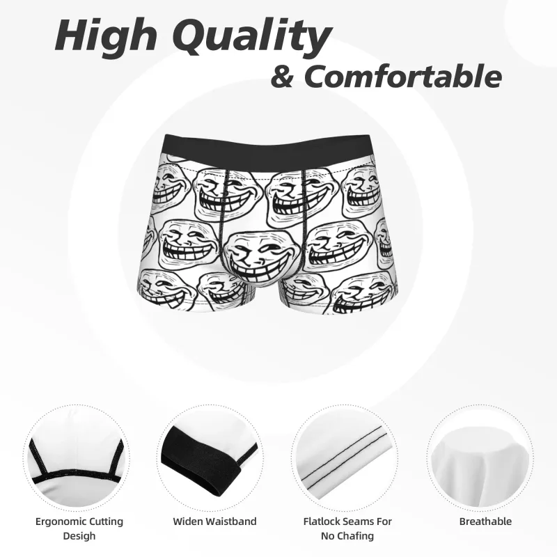 Rage comic trollfac tronco engraçado anime bolsa roupa interior venda quente padrão boxer breve confortável cuecas masculinas plus size