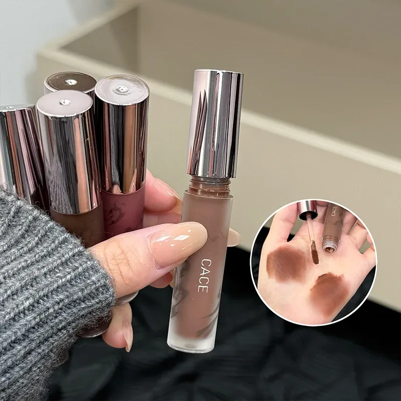 Punk marrom escuro lábio lama nude fosco laranja marrom brilho labial framboesa vermelho batom líquido à prova dwaterproof água antiaderente copo lábio matiz maquiagem