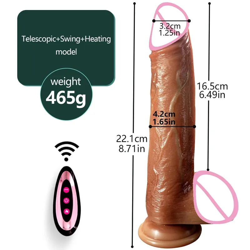 Black xxxL Telescopic Vibrating Dildo Vibrator Heating Thrusting Dildo Sex Toy G-spot Anal Stimulation Vibrating for Women — image 9