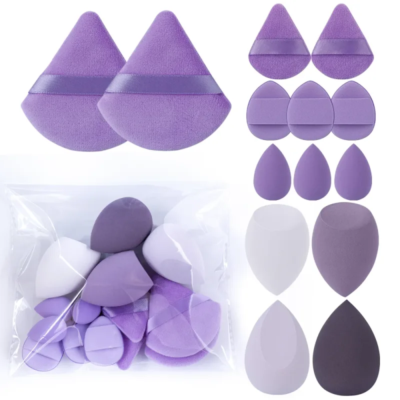 Conjunto de esponja de maquiagem feminina, 14 peças, liquidificador cosmético, base de ovos, sopros de pó, acessórios de maquiagem para ferramentas de beleza