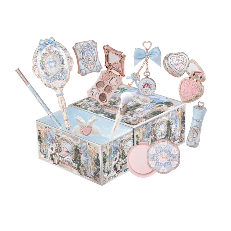 Conjunto de maquiagem Flower Knows Bunny Garden - Caixa de cosméticos grátis com blush, sombra, brilho labial, conjunto de presente de alta qualidade