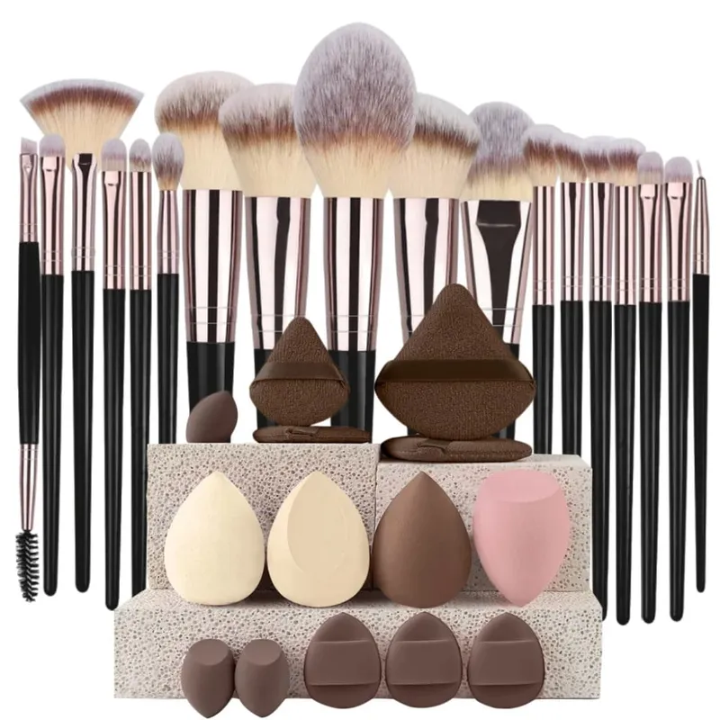 Conjunto de pincéis de maquiagem profissional, base corretivo, pó, sombra, blush, kabuki, mistura, ferramenta de beleza cosmética