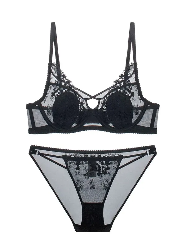 Parisian Lace Bust Reducer - French Steel Ring Bra Set Rabbit-Ear Design Slimming Minimizer Lingerie Tushy for Full Chest