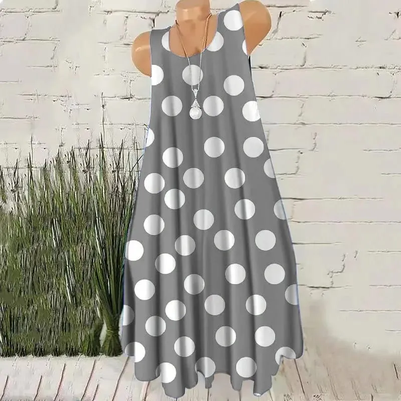 Padrão de bolinhas redondas moda feminina mini vestidos verão sem mangas impressão 3d rua senhoras tendência vestido 3xl plus size vestido casual — image 7