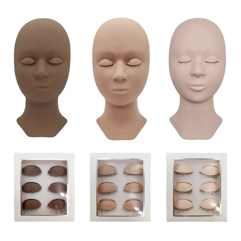Mannequin Head For Eyelash Extension Training Kit With Removable Eyelids Silicone Cosmetic Model Heads Makeup Tools Gel Material