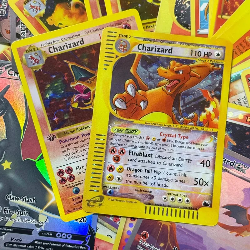 客製化卡片 First Base 套裝經典版箔閃卡閃亮噴火龍超夢遊戲系列 PTCG 遊戲卡