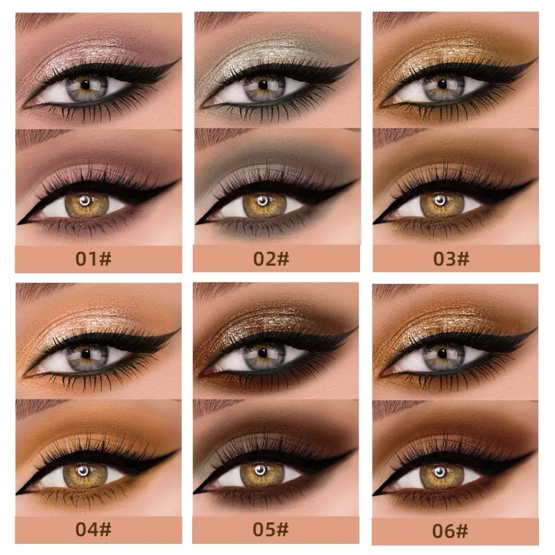 Cabeça dupla glitter fosco sombra de olho vara conjuntos de maquiagem de longa duração shimmer 2 em 1 conjuntos de cosméticos de sombra líquida 6 cores
