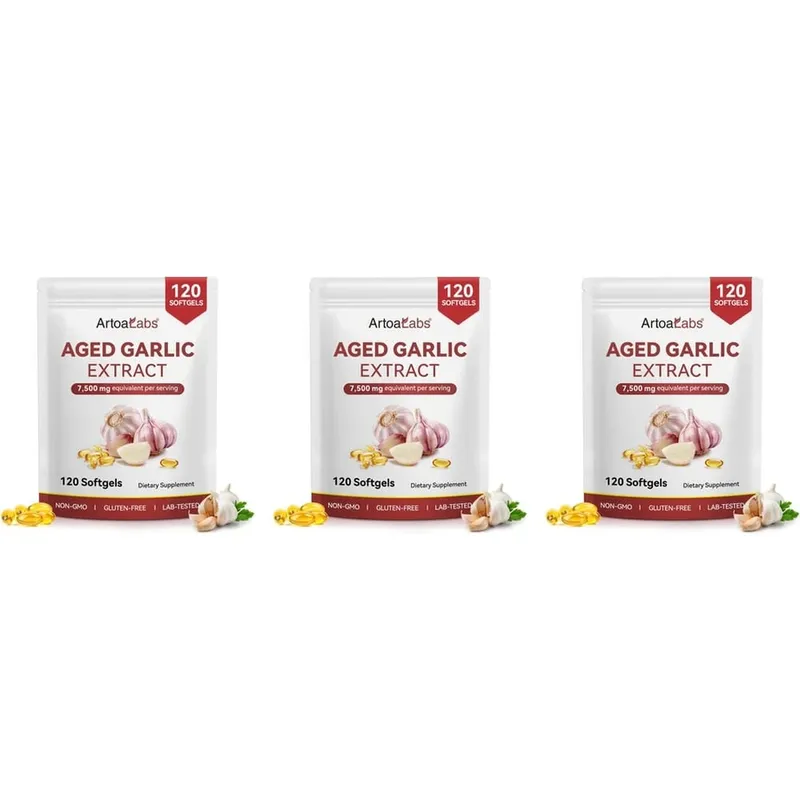 Cápsulas softgel de extrato de alho envelhecido equivalente a 7500 mg por porção para circulação e função cardíaca, antioxidante e suporte imunológico 120Ct — image 10