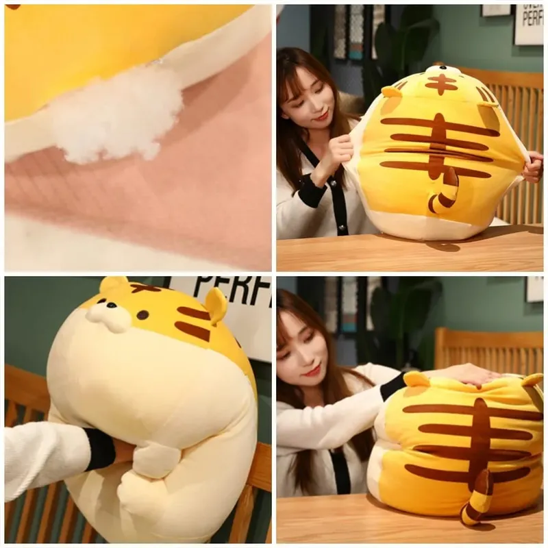 Criativo para baixo algodão travesseiro de pelúcia bonito dos desenhos animados boneca de pelúcia macio tigre brinquedo de pelúcia lazer diário — image 3