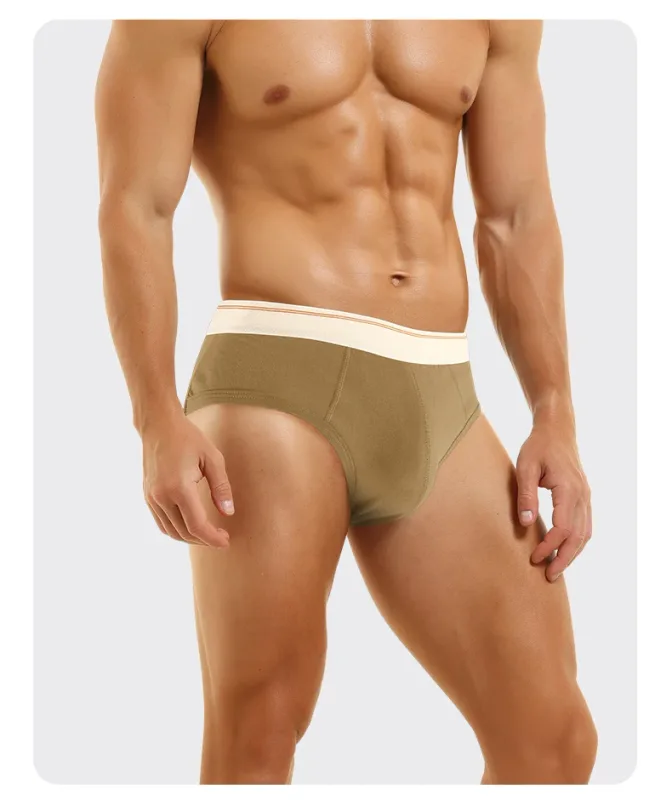 Cuecas triangulares masculinas de algodão puro, respiráveis ​​e confortáveis, cintura média, suaves e macias para a pele, cuecas adolescentes